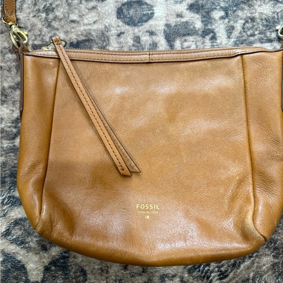 Fossil Leather Crossbody Bag Purse 1954 Camel Brown - Picture 3 of 9